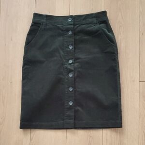 Icône (Simons) Dark Green Corduroy Button-Down Pencil Skirt